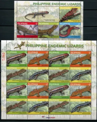 Philippinen Philippines 2011 Eidechsen Lizards Reptilien Reptil KB und Block MNH