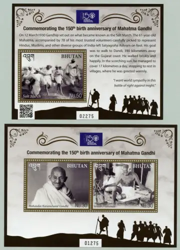 Bhutan 2019 Mahatma Gandhi Indien Unabhängigkeit Politik Geschichte MNH