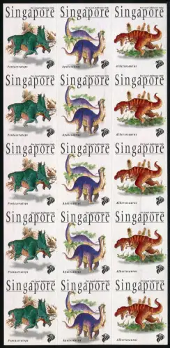 Singapur Singapore 1998 Dinosaurier Prähist. Tiere 874-876 Folienblatt MNH