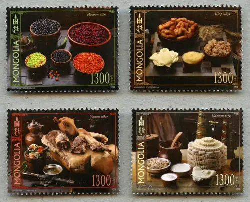 Mongolei Mongolia 2018 Traditionelle Speisen Essen Esskultur 4035-4038  MNH
