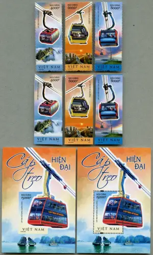 Vietnam 2023 Seilbahnen Tourismus Cable Cars Tourism Brücke Berge A & B MNH