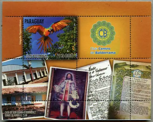 Paraguay 2022 Kulturzentrum Papagei Architektur Gemälde Block MNH