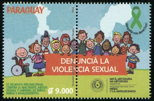 Paraguay 2016 Gegen sexuelle Gewalt an Kindern Kinder Children MNH