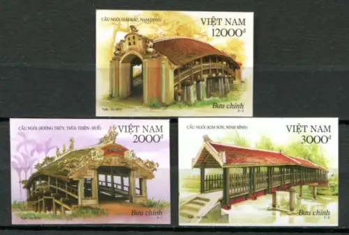 Vietnam 2012 Brücken Bridges Architektur 3608-3610 Ungezähnt Imperf MNH