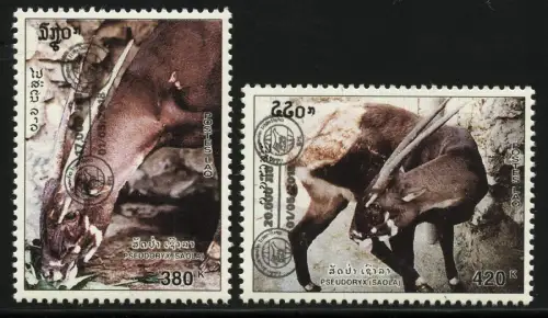 Laos Lao 2018 Saola- Antilope Aufdruck Postemblem Freimarken 2326-2327 MNH