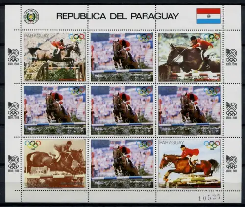 Paraguay 1988 Olympiade Olympics Seoul Reiter Pferd 4200 Kleinbogen MNH