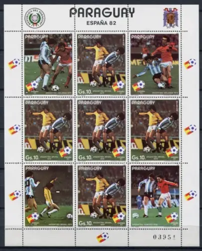 Paraguay 1982 Fußball WM Soccer Spanien FIFA World Cup 3490 Kleinbogen MNH