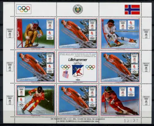 Paraguay 1989 Olympiade Olympics Lillehammer Skisport 4327 Kleinbogen MNH