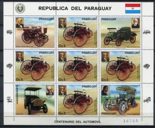 Paraguay 1986 Auto Oldtimer Cars Benz 3971 Kleinbogen Postfrisch MNH