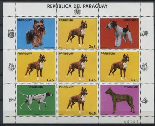 Paraguay 1984 Hunde Dogs Haustiere Pets 3715 Kleinbogen Postfrisch MNH