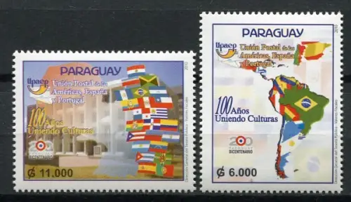 Paraguay 2011 UPAEP Flaggen Flags Landkarte Map Postwesen 5093-5094 MNH