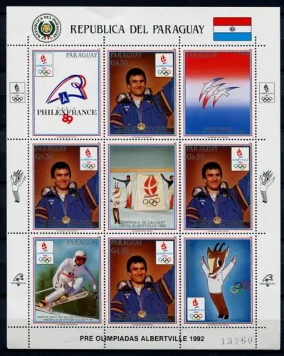 Paraguay 1989 Olympiade 1992 Olympics Albertville 4320 Kleinbogen MNH