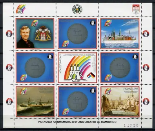 Paraguay 1989 Hamburg Münze Coins 4343 Kleinbogen Postfrisch MNH