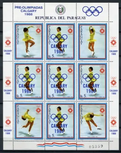 Paraguay 1986 Olympiade Olympics Calgary 4001 Kleinbogen Postfrisch MNH
