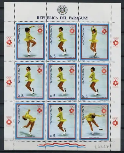 Paraguay 1983 Olympiade Olympics Sarajevo Eiskunstlauf 3615 Kleinbogen MNH