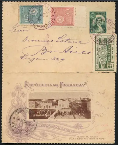 Paraguay 1929 Kartenbrief via Flugpost Argentinien Unterschrift Pilot / 325