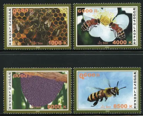 Laos Lao 2008 Hongbienen Honey Bees Insekten Insects 2076-2079 Postfrisch MNH