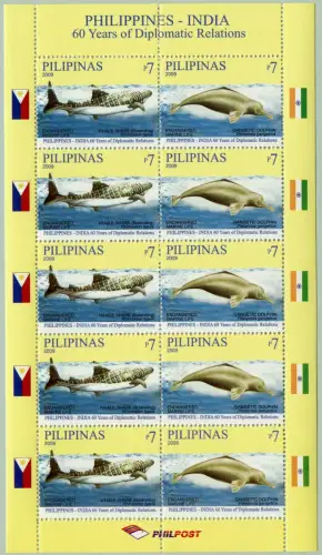 Philippinen Philippines 2009 Walhai Delphin Indien 4295-4296 Kleinbogen MNH