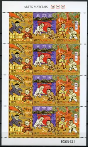 Macau Macao 1997 Kampfsport Kug Fu Judo Karate 943-945 Kleinbogen MNH