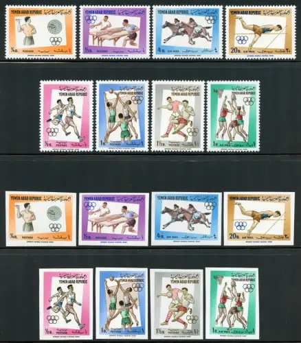 Jemen Yemen North 1964 Sport Tischtennis Fußball 336-343 A/B Perf Imperf MNH