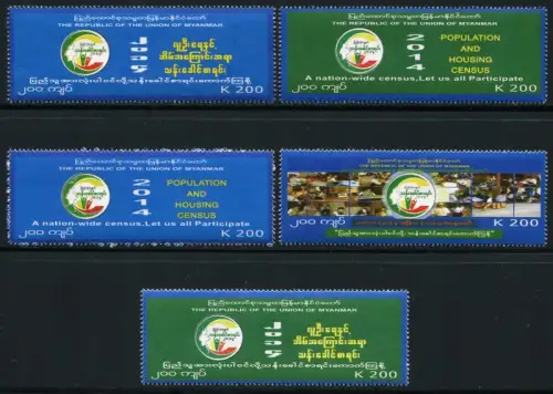Myanmar Burma 2014 Volkszählung Zensus Census II 421-425 Postfrisch MNH