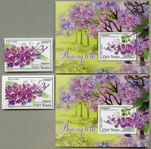 Vietnam 2023 Palisanderholzbaum Baum Blüten Pflanzen Tree Blossoms A & B MNH