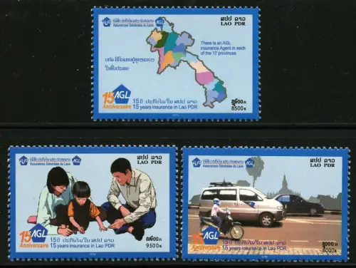 Laos Lao 2006 Versicherung Assurances Generales Familie Landkarte 1993-1995 MNH
