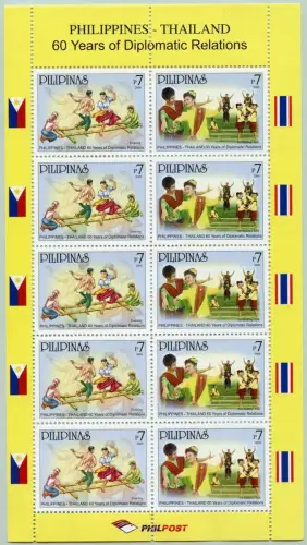 Philippinen 2009 Gemeinschaftsausgabe Thailand Tanz 4232-4233 Kleinbogen MNH