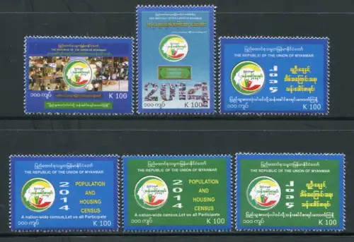 Myanmar Burma 2014 Volkszählung Zensus Census Bevölkerung 426-431 MNH