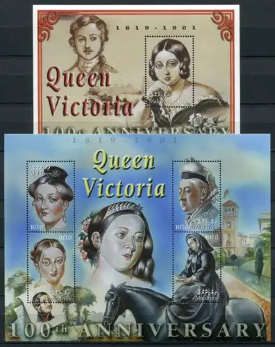 Malediven Maldive 2001 Königin Victoria Queen 3791-3794 Block 495 MNH