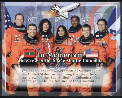 Malediven 2002 Raumfähre Columbia Raumfahrt Space 4104-4110 Postfrisch MNH