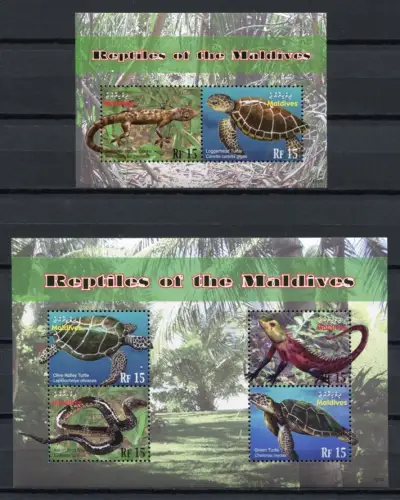 Malediven Maldive 2010 Reptilien Schlange Schildkröte Turtle 4821-4824 Block 631