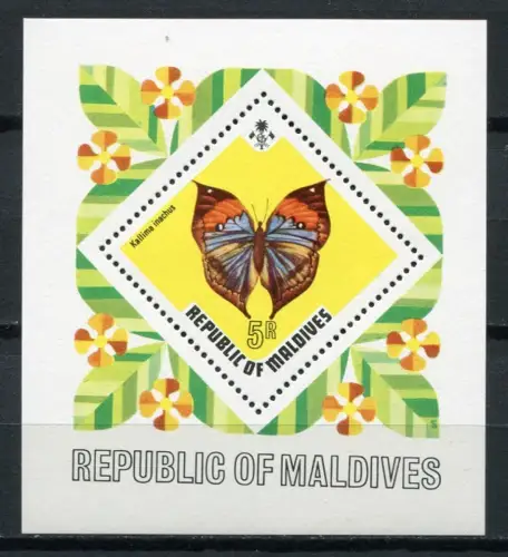 Malediven Maldive 1973 Schmetterling Butterfly Farfalla Papillon Block 19 MNH