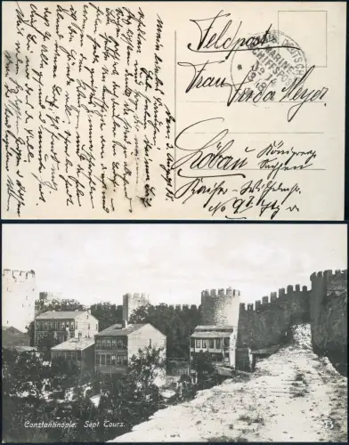 Dt. Militärmission Türkei 1918 AK Stadtmauer via MSP 14 Konstantinopel Löbau/178