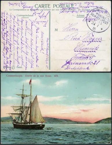 Dt. Militärmission Türkei 1915 AK via MSP 14 aus Anatoli Kawak nach Chemnitz/183