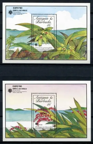 Barbuda 1990 Pflanzen Blüten Blossom Plants Plantes Botanique Block 160-161 MNH
