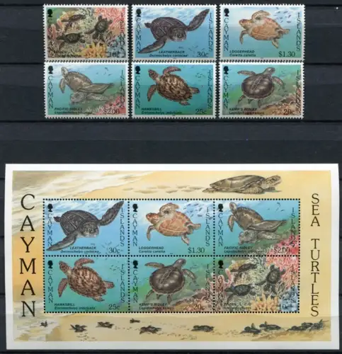 Kaiman-Inseln Cayman 1995 Schildkröten Turtles Meerestiere 721-726 Block 20 MNH