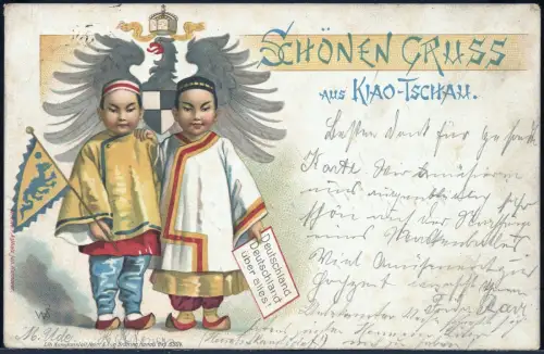 Kiautschou 1898 AK Litho Schönen Gruss aus Kiao-Tschau Hannover Harsum / 299