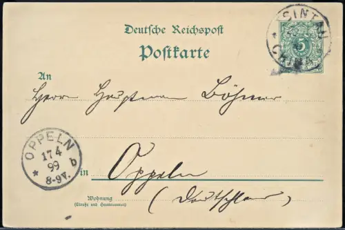 Kiautschou 1899 Vorläufer PK VP 36 Tsintau nach Oppeln mit Text Gepr. Steuer/328