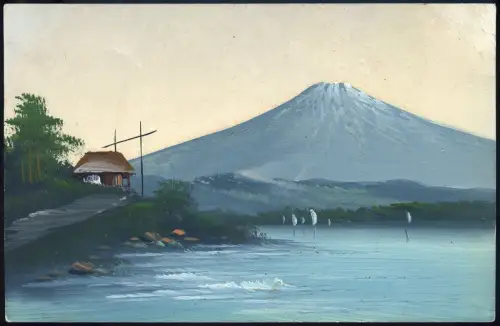 Kiautschou 1913 AK Gemälde Handgemalt Tsingtau nach Finsterwalde / 226