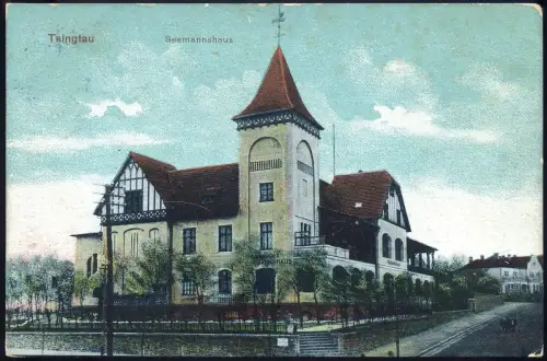 Kiautschou 1913 AK Seemannshaus Tsingtau SMS Prinzregent Luitpold W`haven / 228