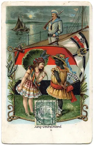 Kiautschou 1910 Litho AK Jung-Deutschland Flagge Tsingtau Neuwied / 167