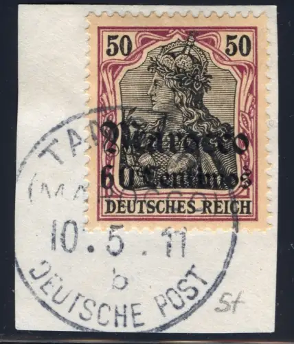 DP Marokko 1911 Michel 41 ° Tanger b 10/5/11 Type 4 Luxus Briefstück / 92