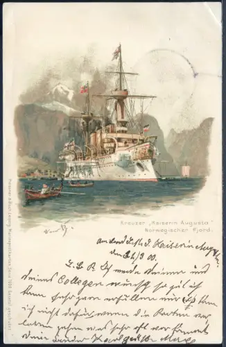 Kiautschou 1900 AK SMS Kaiserin Augusta V 47 Tsingtau 2.4.00 nach Dresden / 361