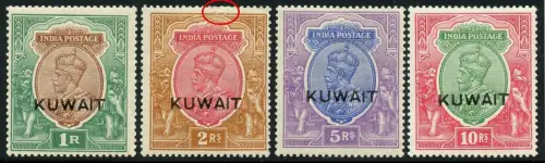 Kuwait 1923 König Georg V Freimarken 12-15 Ungebraucht KGV 1 R - 10 R Mint OG