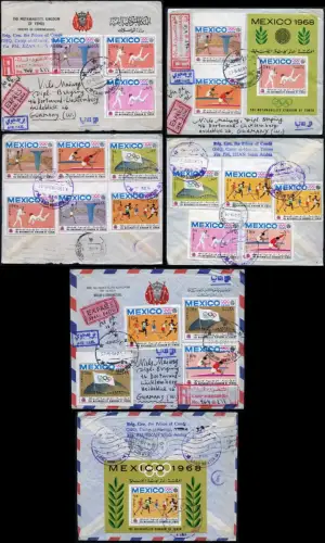 Jemen Yemen Kingdom 1968 Reko-Briefe Express Olympiade 493-502 A/B + Blocks / 38