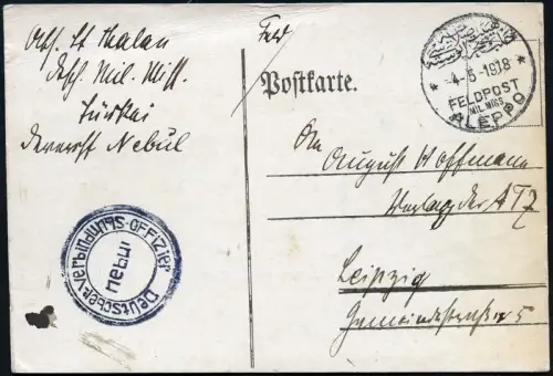 Dt. Militärmission Türkei 1918 PK aus Aleppo Verbindungsoffizier Nebul / 20