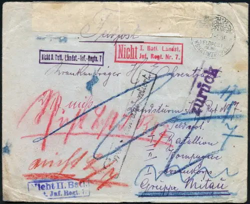 Dt. Militärmission Türkei 1916 Interessanter Feldpostbeleg aus Mersin Mitau / 16