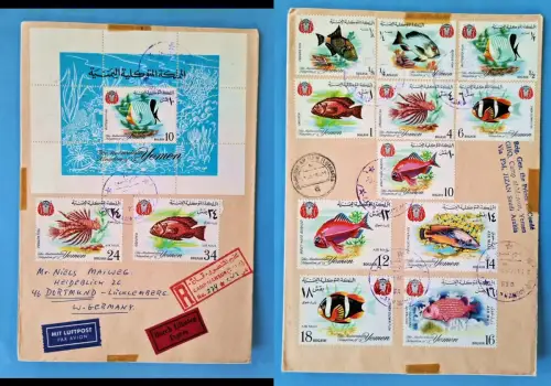 Jemen Yemen Kingdom 1968 Reko-Brief Express 323-329 397-402 Block 39 Fische / 8