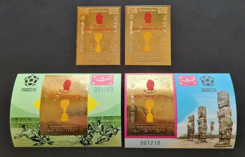 Jemen Königreich Yemen 1970 Fußball WM Brasilien Pele 1149 A/B Block 218-219 MNH